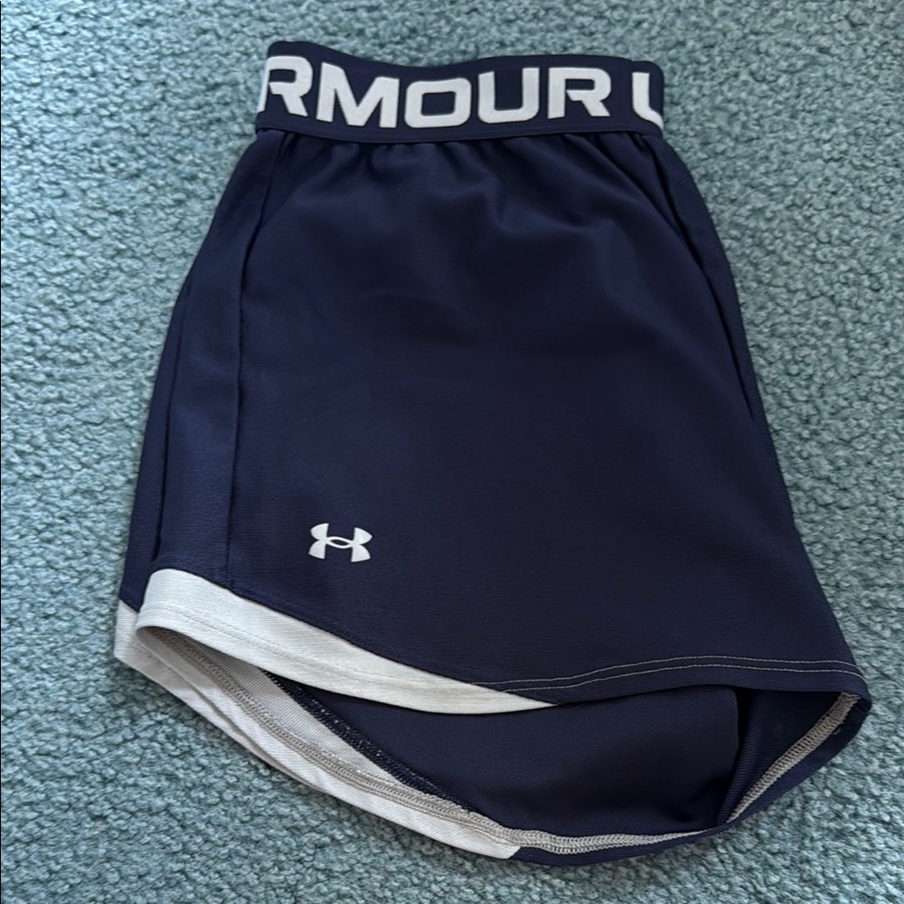 Under Armour Women’s Navy Athletic Shorts with White Trim